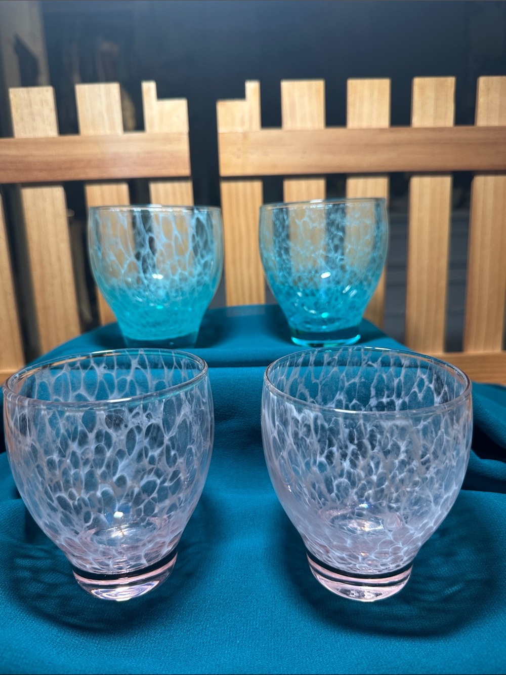 Handblown Speckled Glass Tumblers - Pink & Aqua - Unbranded